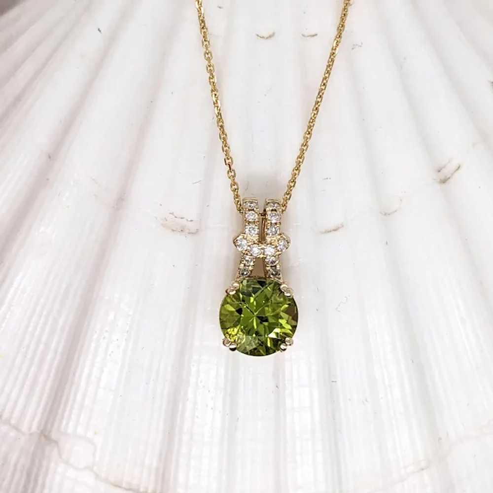 2.1ct Peridot Pendant w Earth Mined Diamonds in S… - image 7