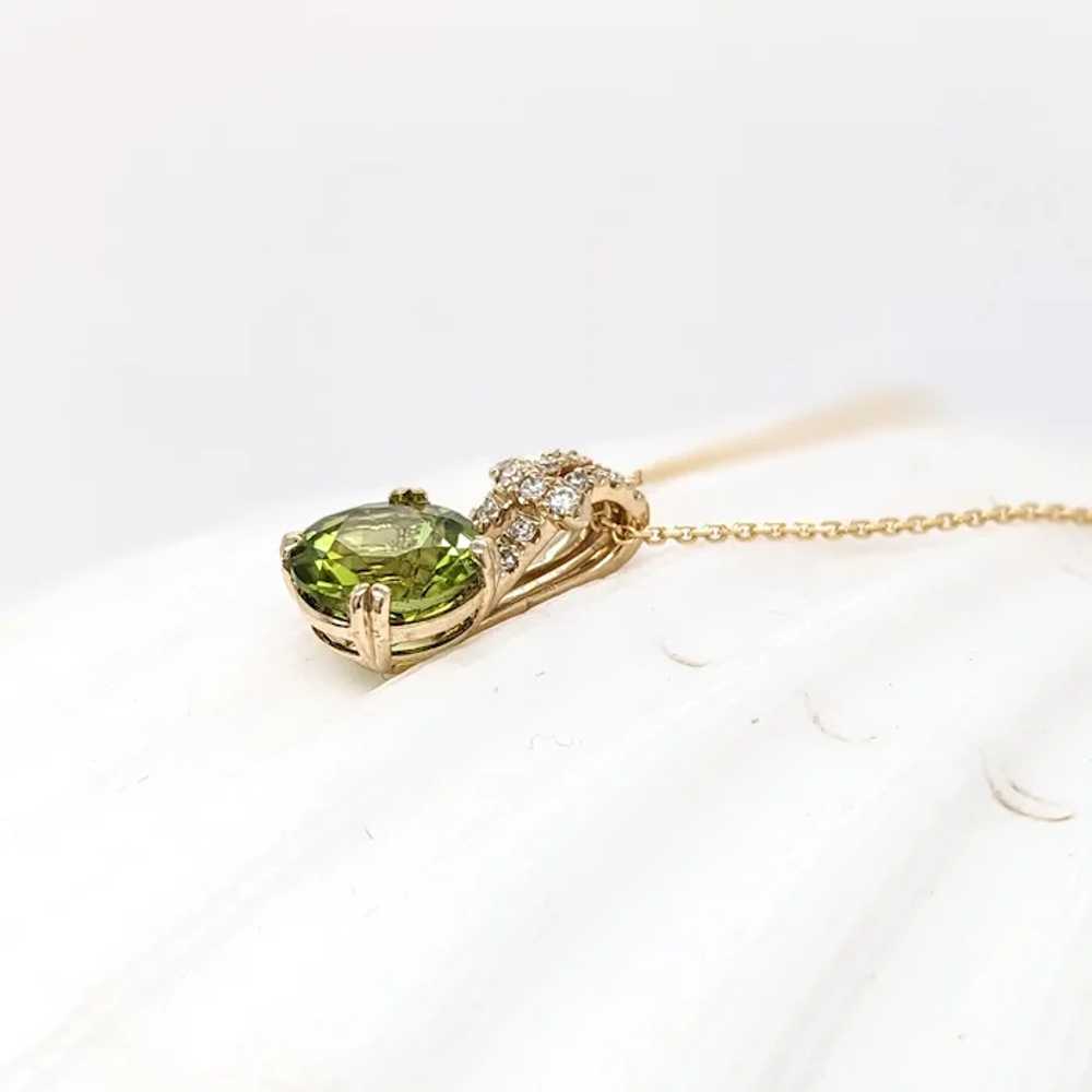 2.1ct Peridot Pendant w Earth Mined Diamonds in S… - image 8