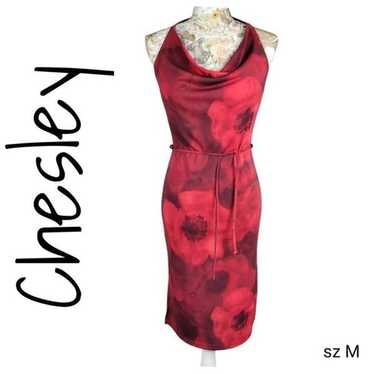 Chesley Red Spaghetti Strap Cowl Big Flowers Sexy… - image 1