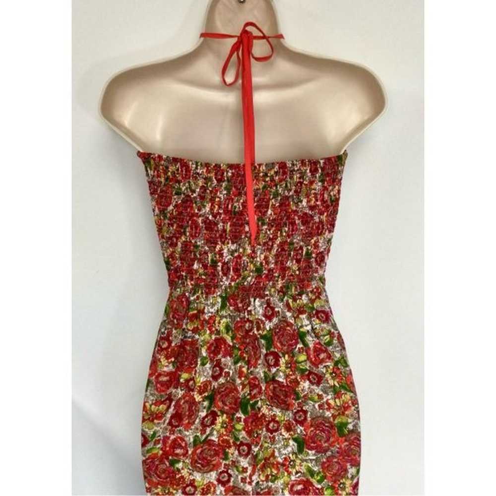 Band and of Gypsies Womens Red Floral Smocked Lin… - image 5