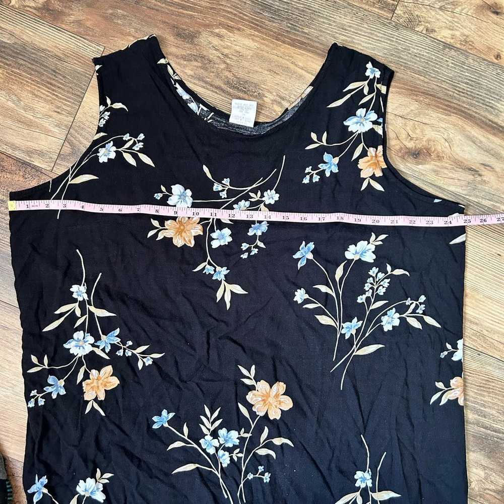 Vintage Dark Floral Maxi Dress Sleeveless Black P… - image 6