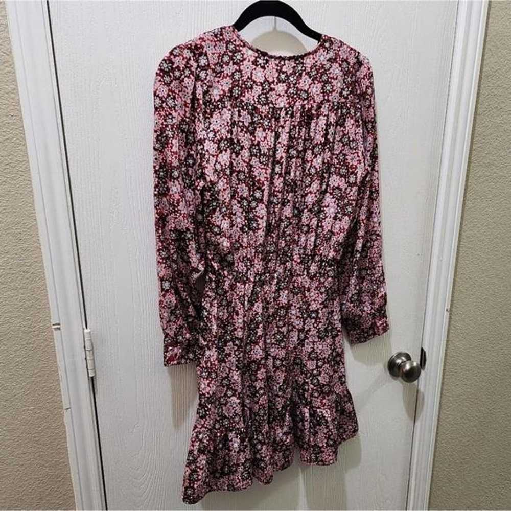 Zara red, pink, and black floral long sleeve mini… - image 3