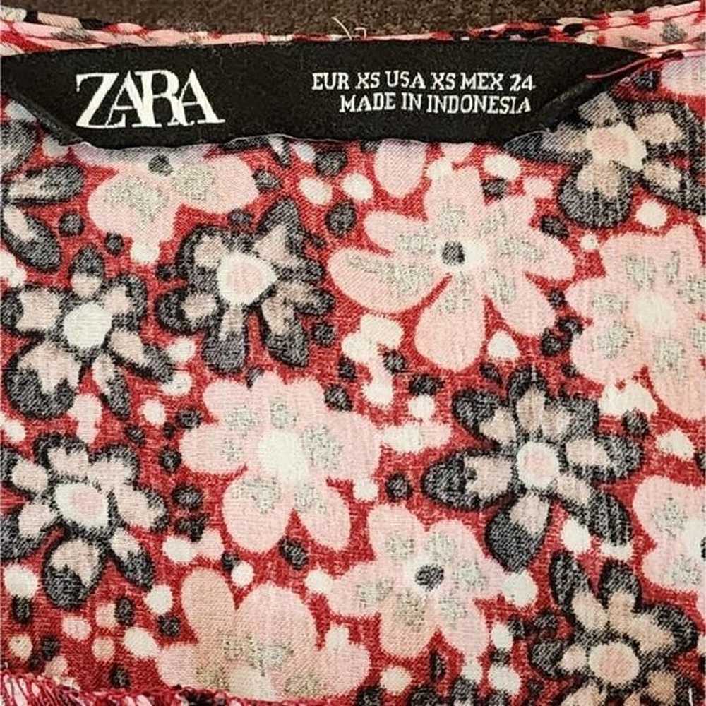 Zara red, pink, and black floral long sleeve mini… - image 5