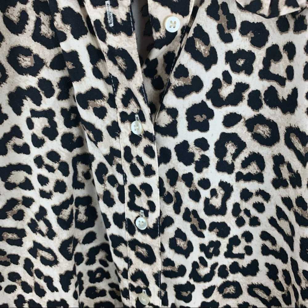 H&M Leopard Print Peter Pan Collar Puff Sleeve Mi… - image 4