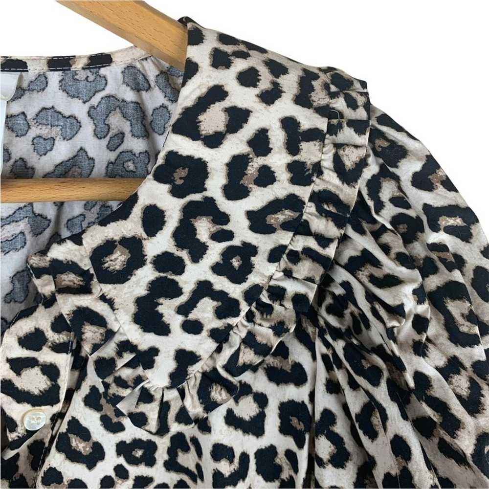 H&M Leopard Print Peter Pan Collar Puff Sleeve Mi… - image 5