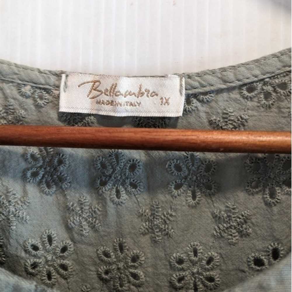 BELLAMBIA 100% linen embroidered olive green shif… - image 2