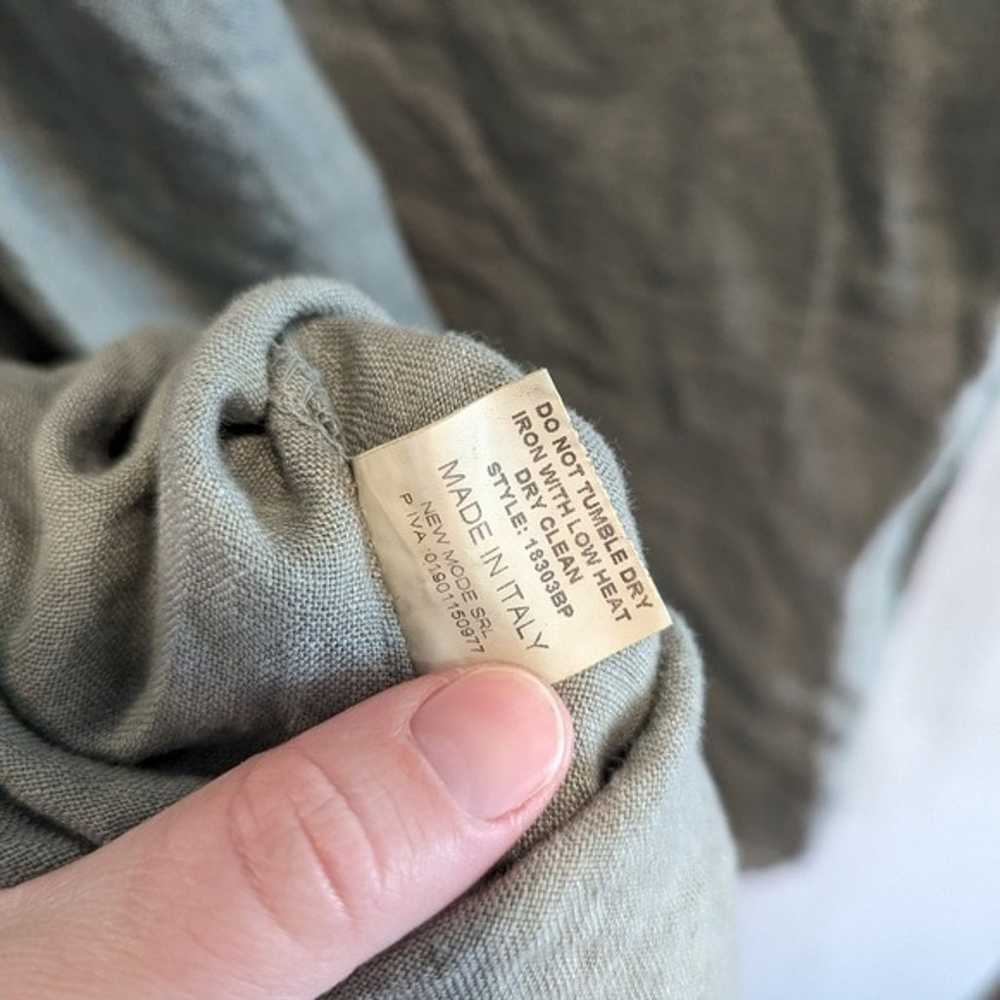 BELLAMBIA 100% linen embroidered olive green shif… - image 3