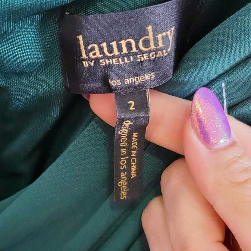 Laundry Shelli Segal Sz 2 Green Ruched Draped She… - image 7