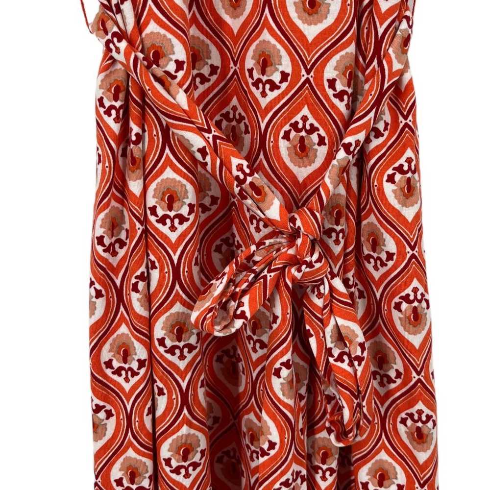 Boden Dress puff sleeeve tie waist orange size 6 - image 4