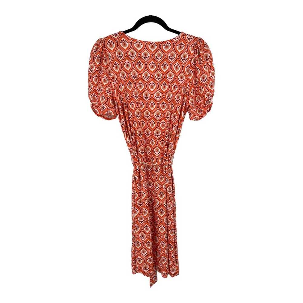 Boden Dress puff sleeeve tie waist orange size 6 - image 6
