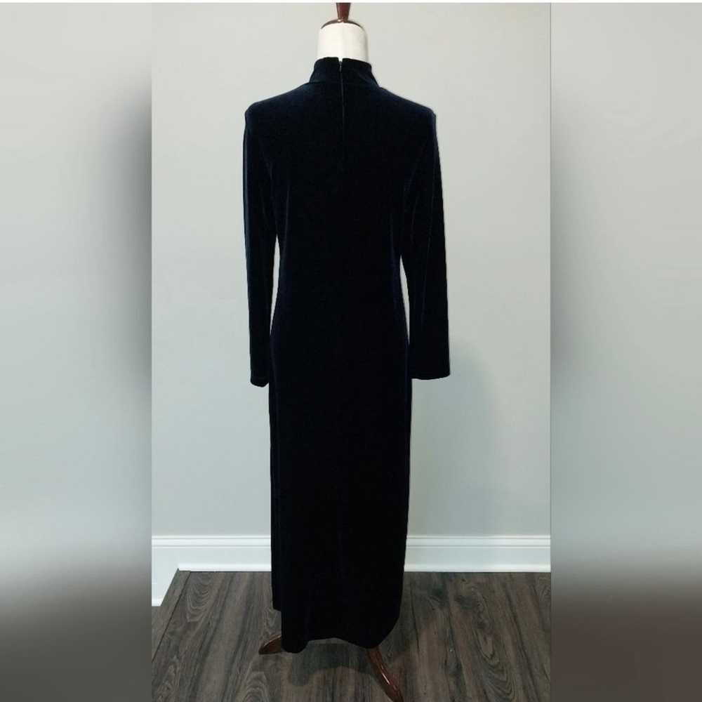 Vintage Carole Little Dark Blue Velvet Maxi Dress… - image 2