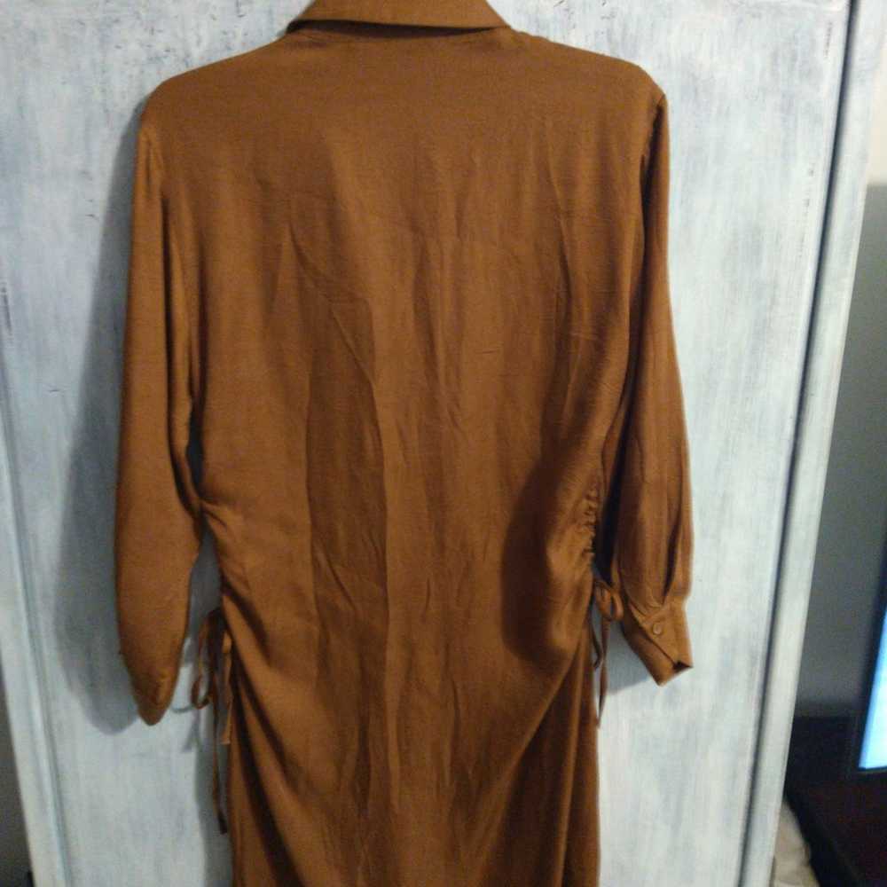 Zara medium pull string side cut out brown dress - image 5