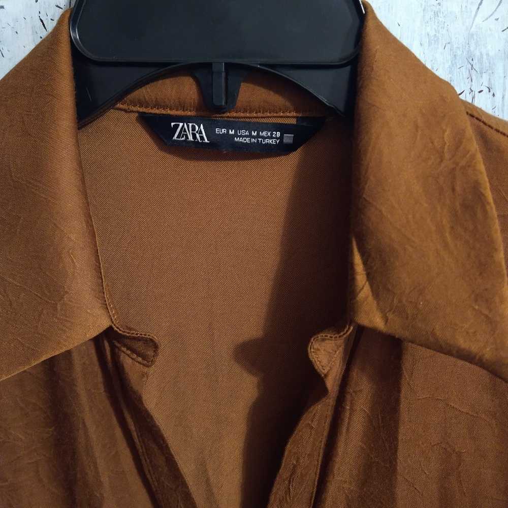 Zara medium pull string side cut out brown dress - image 6
