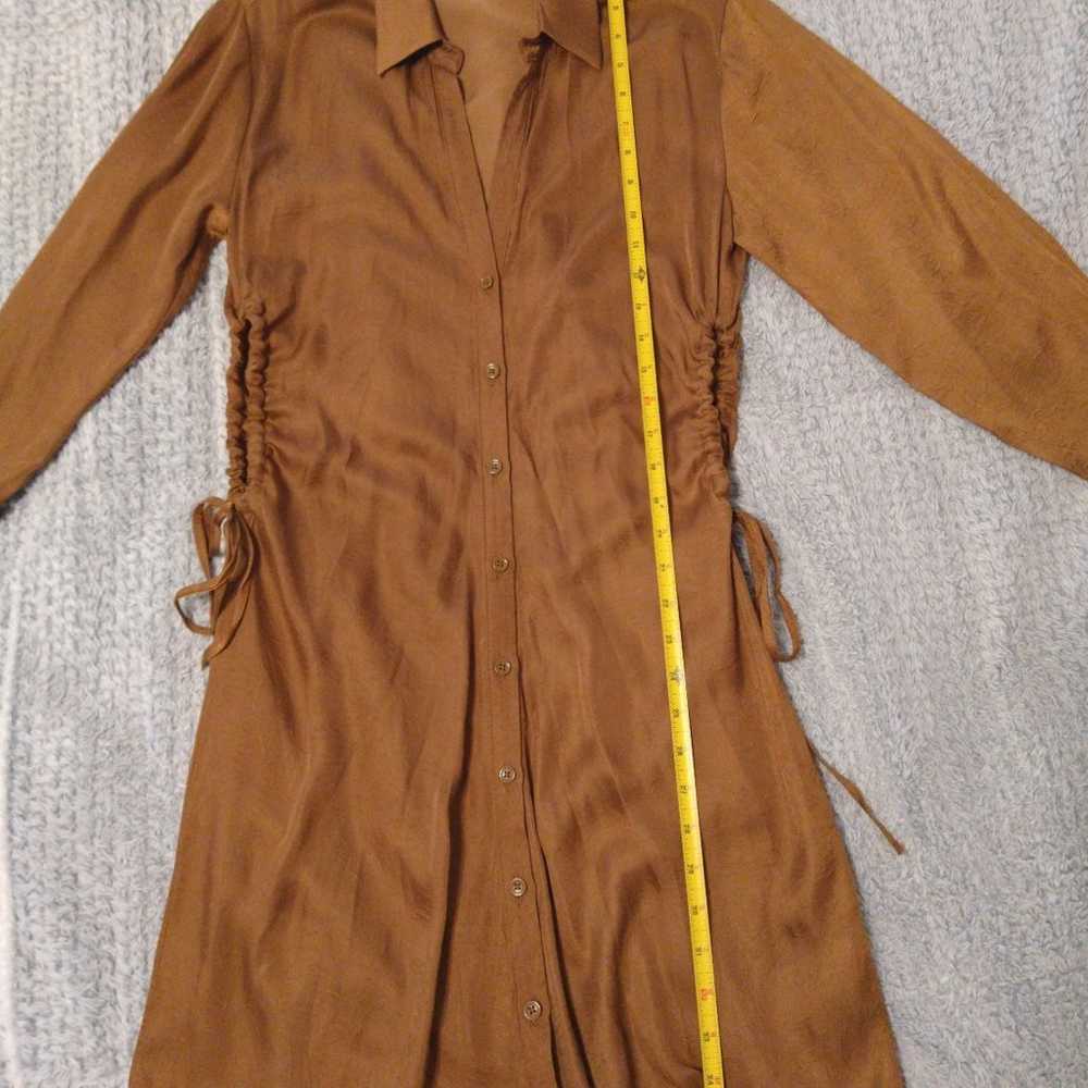 Zara medium pull string side cut out brown dress - image 7
