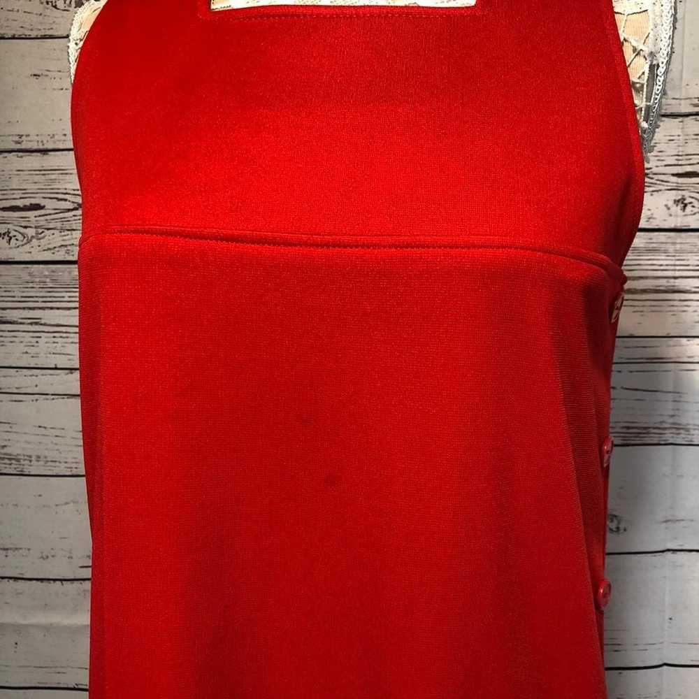 Vintage SEARS 1970 jumper dress in red size 12 - image 12