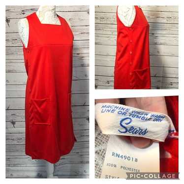Vintage SEARS 1970 jumper dress in red size 12 - image 1
