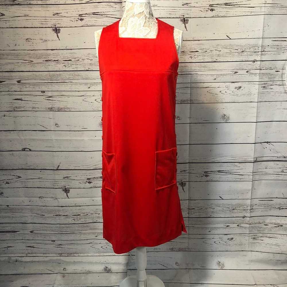 Vintage SEARS 1970 jumper dress in red size 12 - image 2