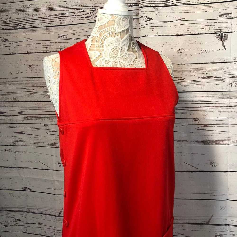 Vintage SEARS 1970 jumper dress in red size 12 - image 6
