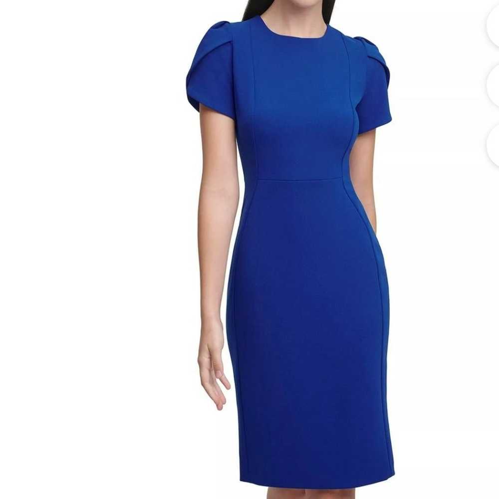 Calvin Klein Royal Blue Tulip Sleeve Sheath Dress… - image 1