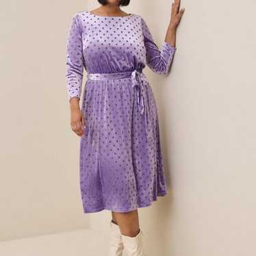 TORRID MIDI Poka Dot Purple Burnout Velvet Boatnec