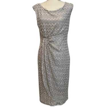 Connected Apparel Silver Shimmer Lace Faux Wrap F… - image 1
