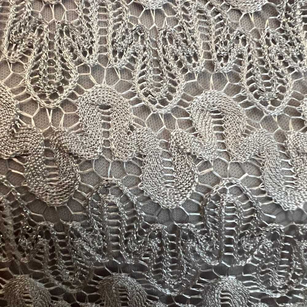 Connected Apparel Silver Shimmer Lace Faux Wrap F… - image 4
