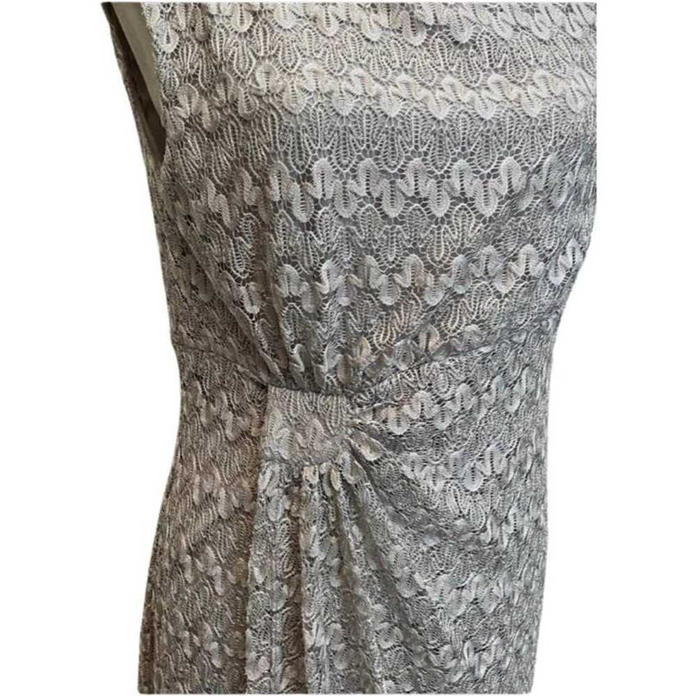 Connected Apparel Silver Shimmer Lace Faux Wrap F… - image 8