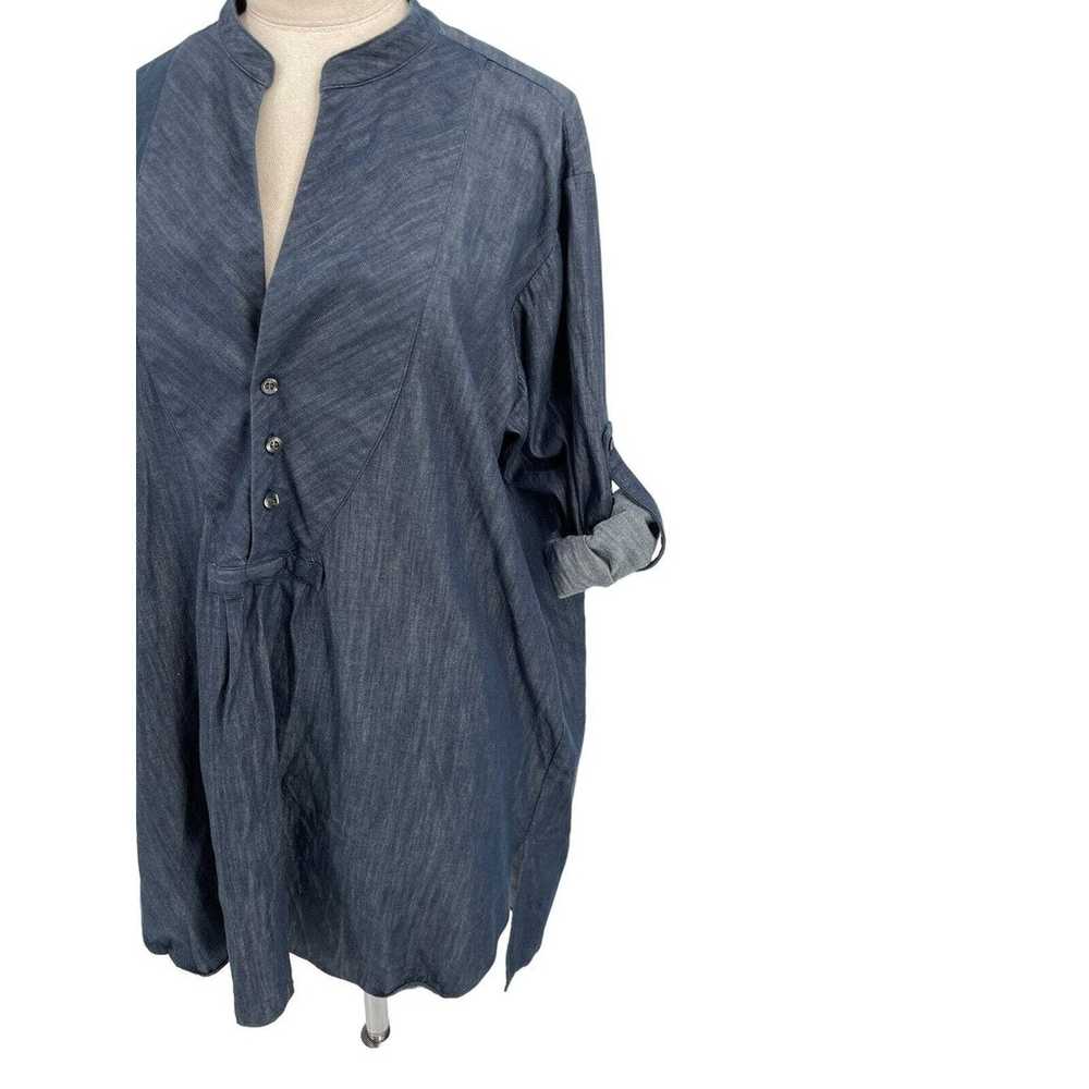 Petersyn Dress Blue Chambray Denim Roll Tab Sleev… - image 9