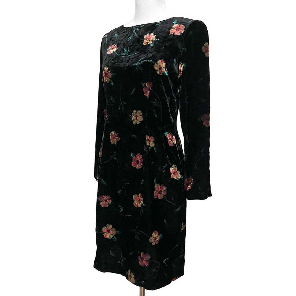 Terry Ward Vintage Dress Black Velvet Floral Long… - image 3