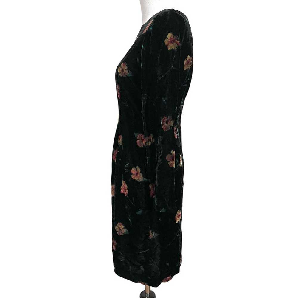 Terry Ward Vintage Dress Black Velvet Floral Long… - image 4