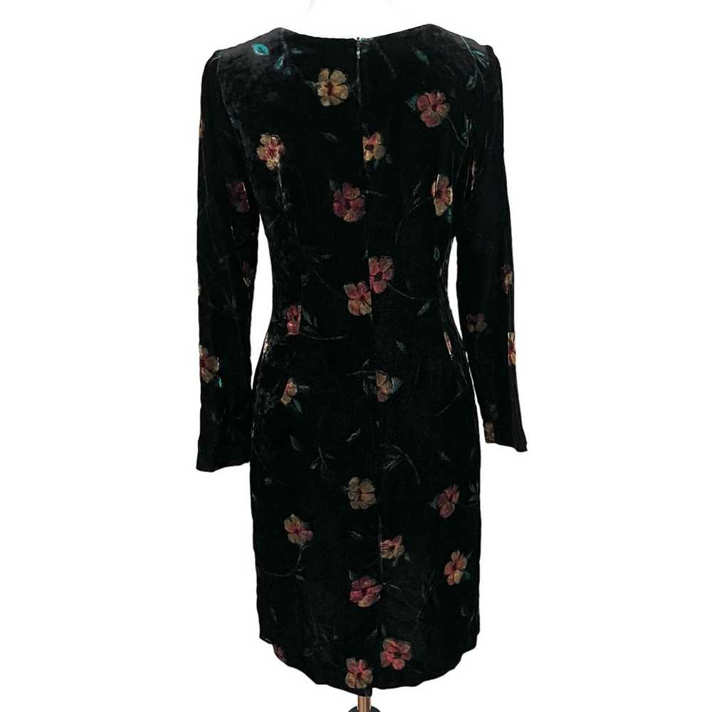 Terry Ward Vintage Dress Black Velvet Floral Long… - image 5