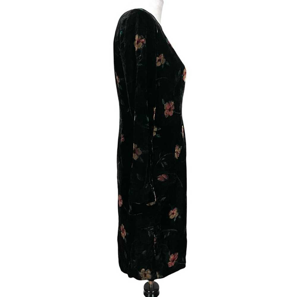 Terry Ward Vintage Dress Black Velvet Floral Long… - image 6