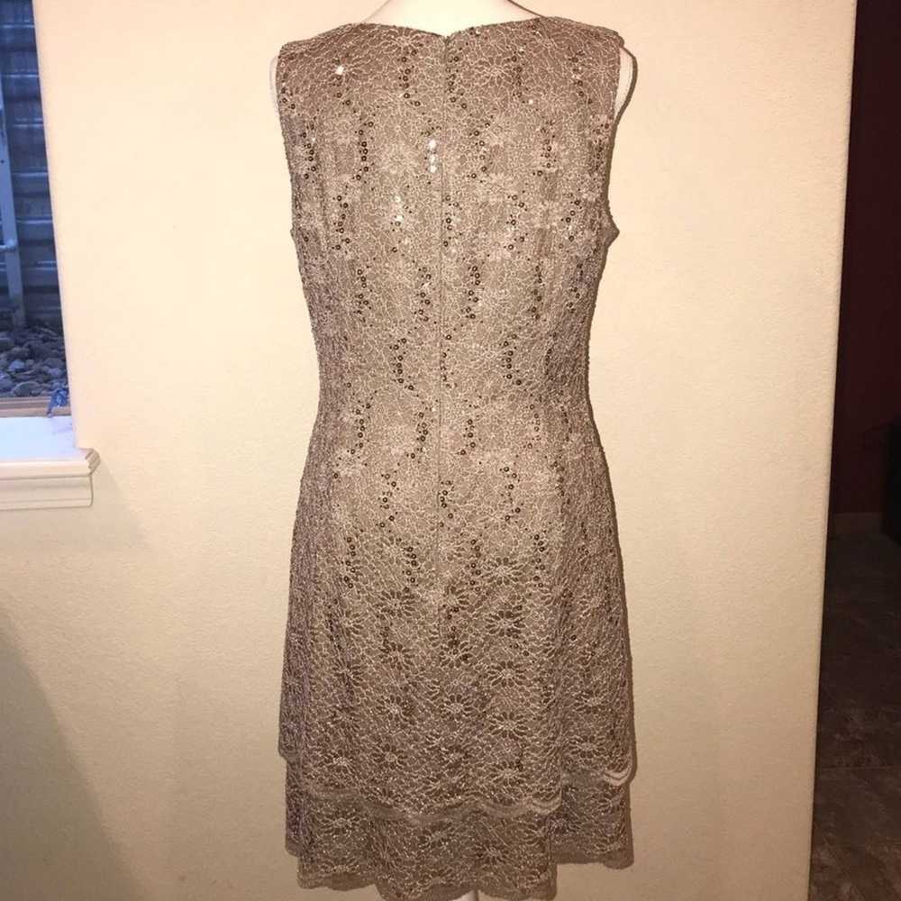 Alex Evenings sequined dress Pewter Color Size 12 - image 2