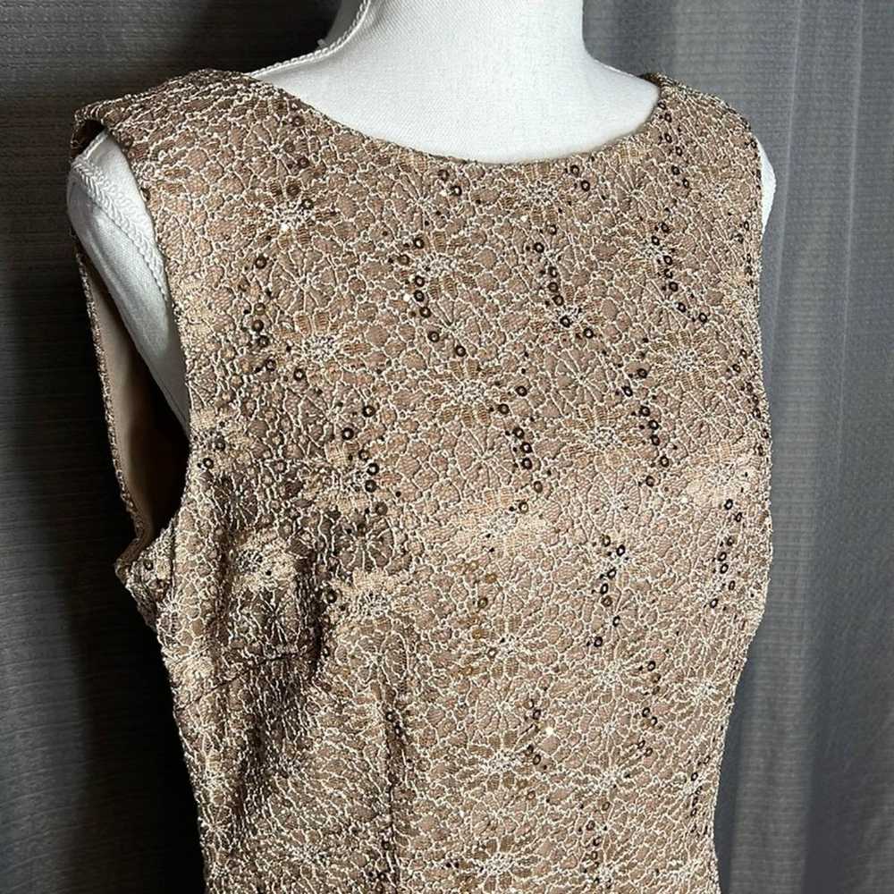 Alex Evenings sequined dress Pewter Color Size 12 - image 3