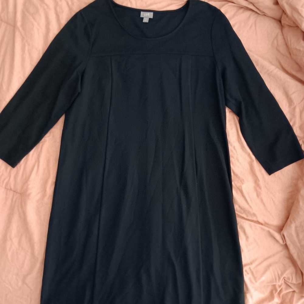 JJill Whereare Black Sheath Midi Dress quarter Sl… - image 2