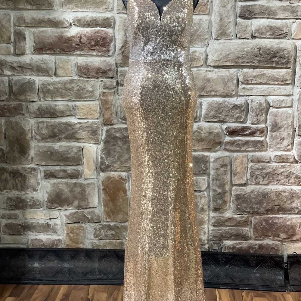 rose gold sequin prom dress w train - image 11