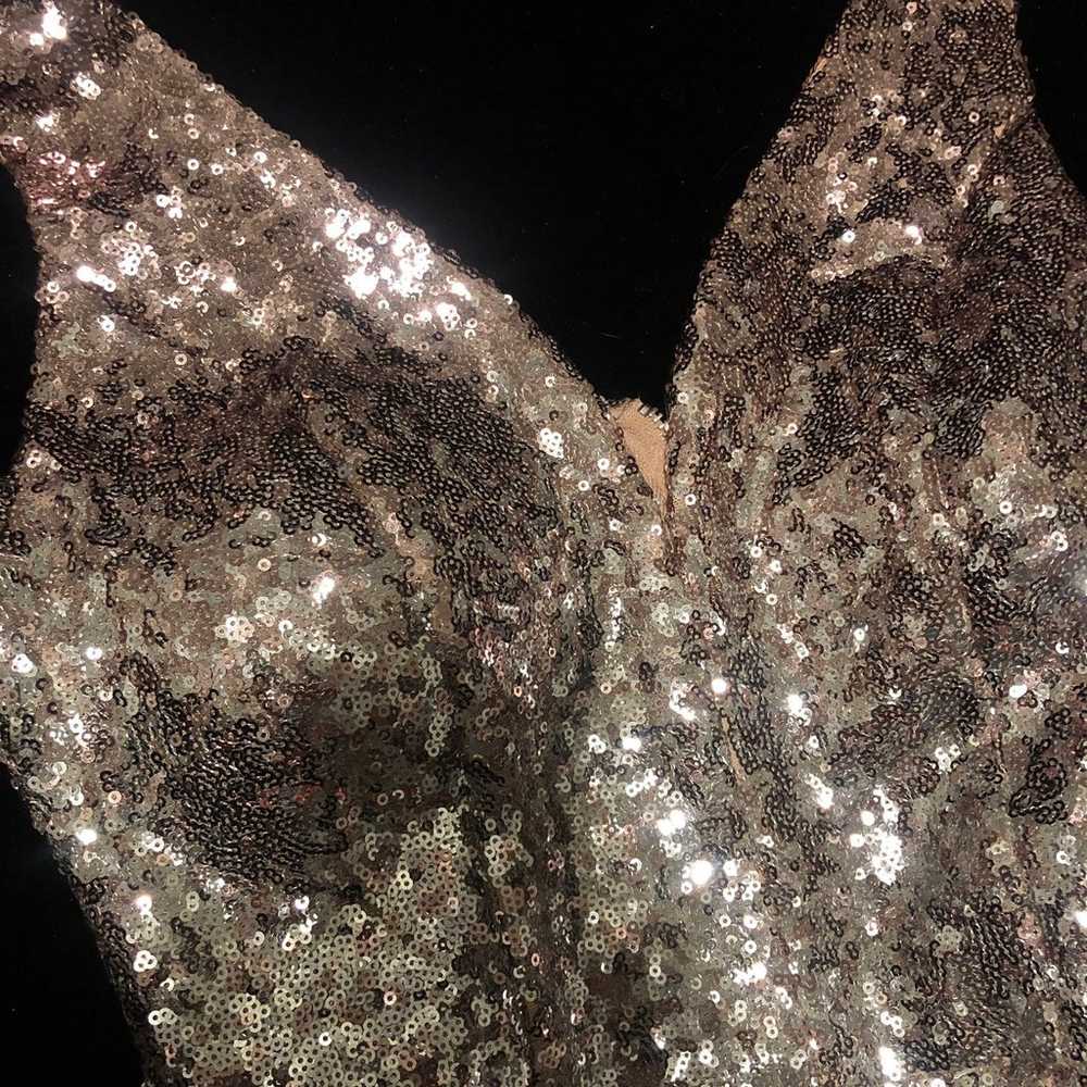 rose gold sequin prom dress w train - image 4