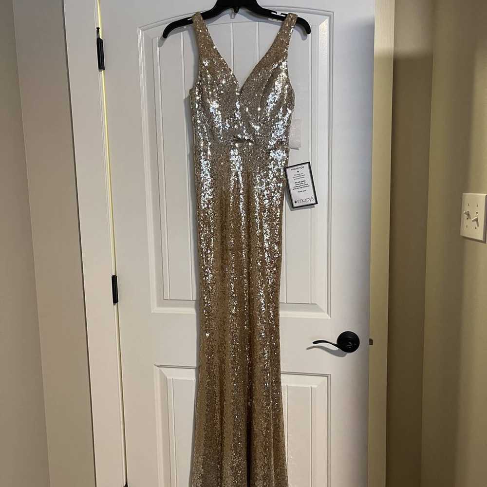 rose gold sequin prom dress w train - image 8