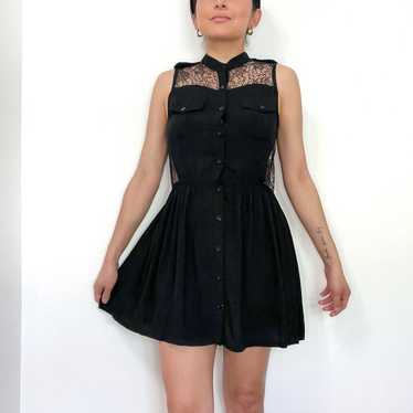 Millau Black Sheer Lace Back Short Dress XS