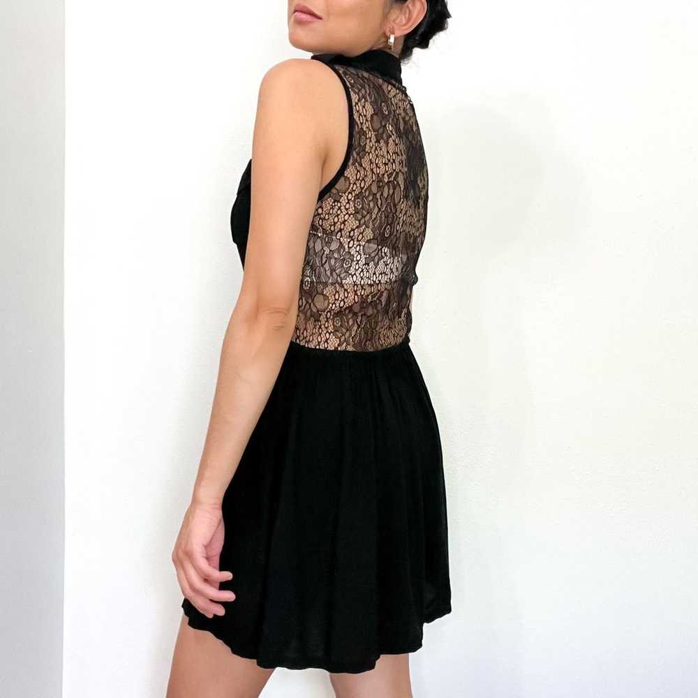 Millau Black Sheer Lace Back Short Dress XS - image 3