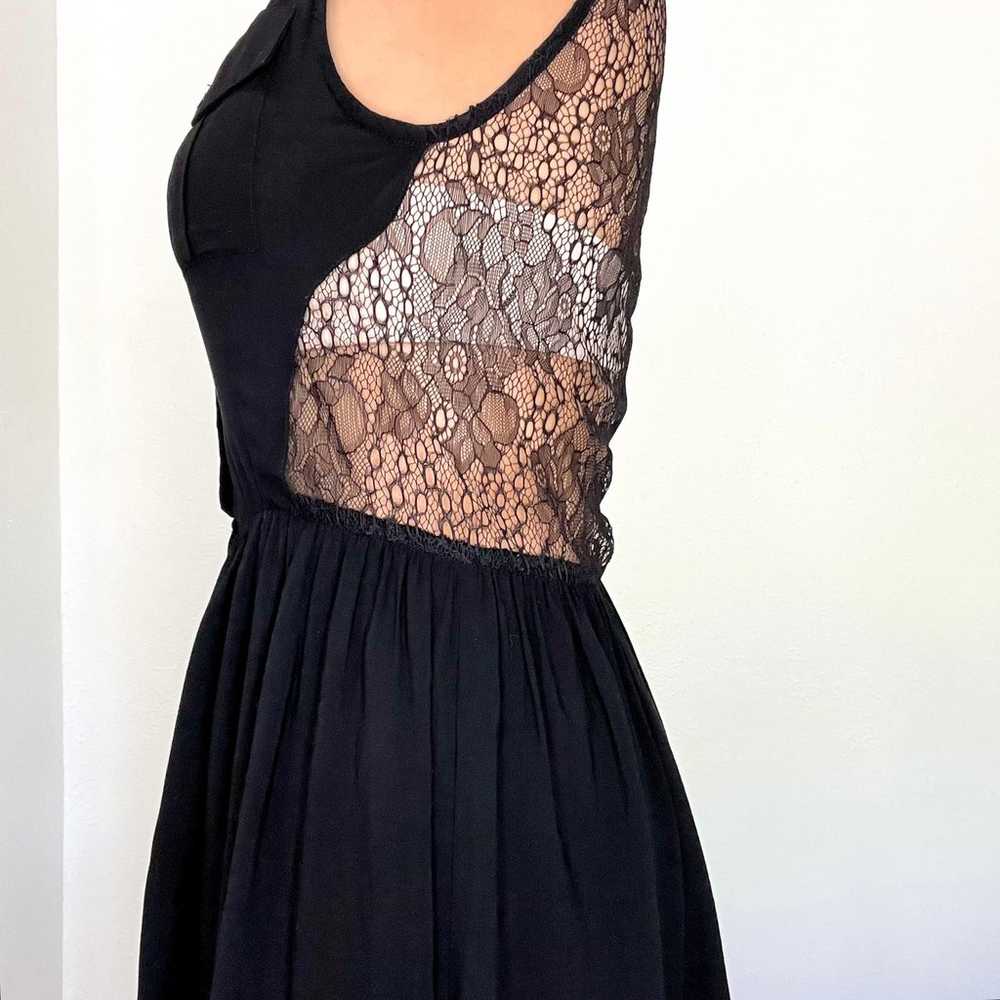 Millau Black Sheer Lace Back Short Dress XS - image 4