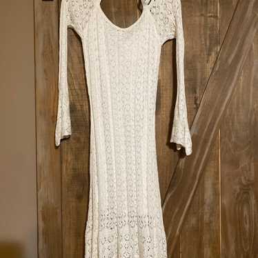 White crochet midi dress
