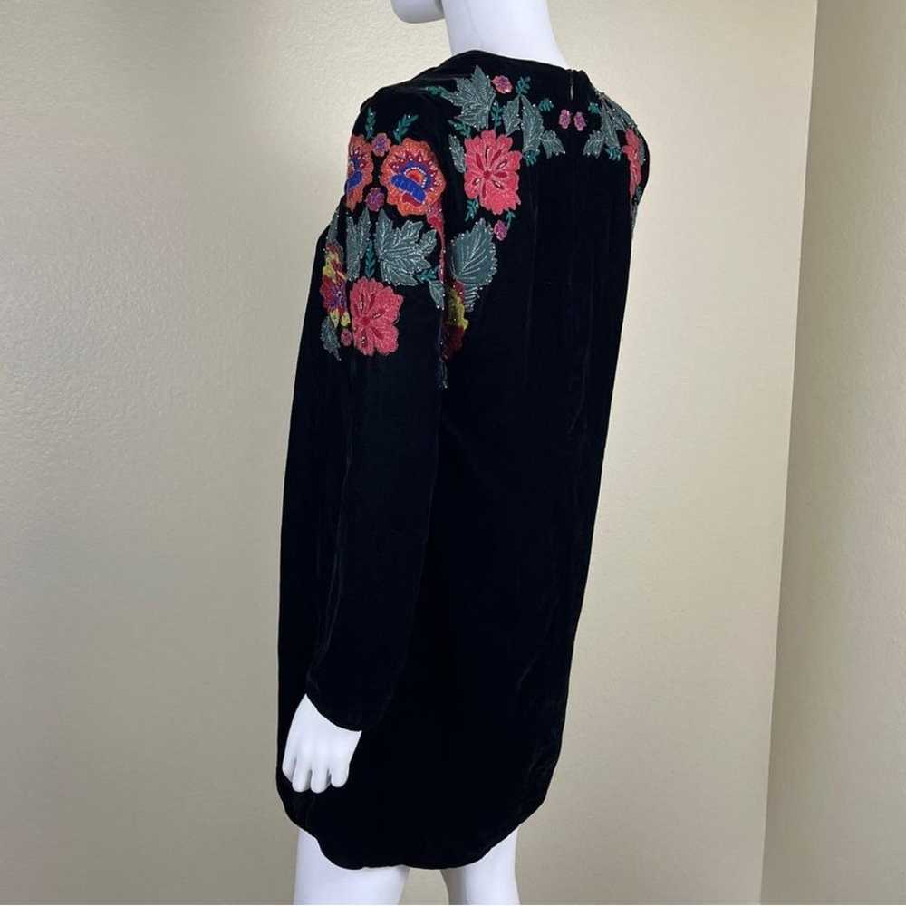 Zara Women’s Size M Black Velvet Floral Embroider… - image 12