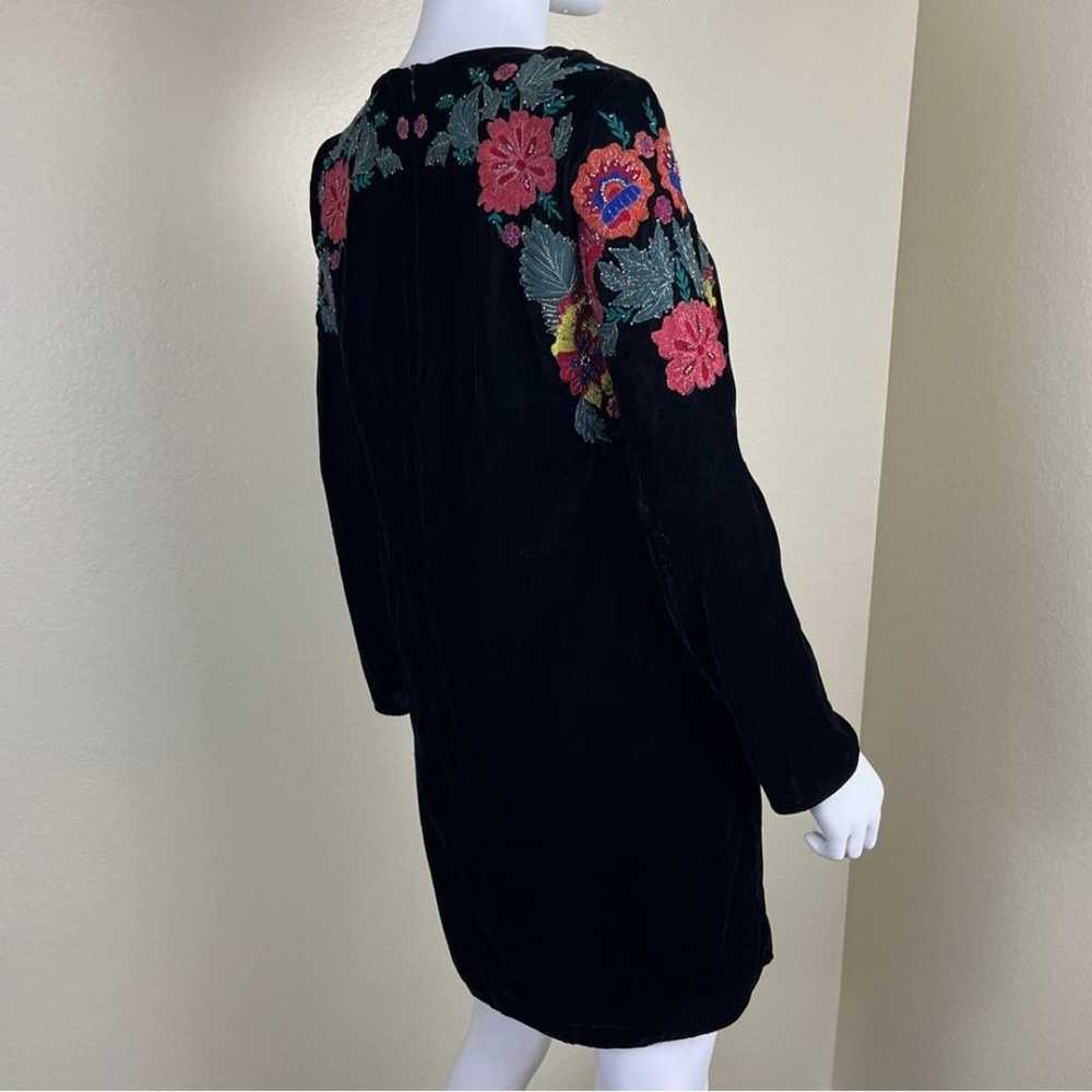 Zara Women’s Size M Black Velvet Floral Embroider… - image 4