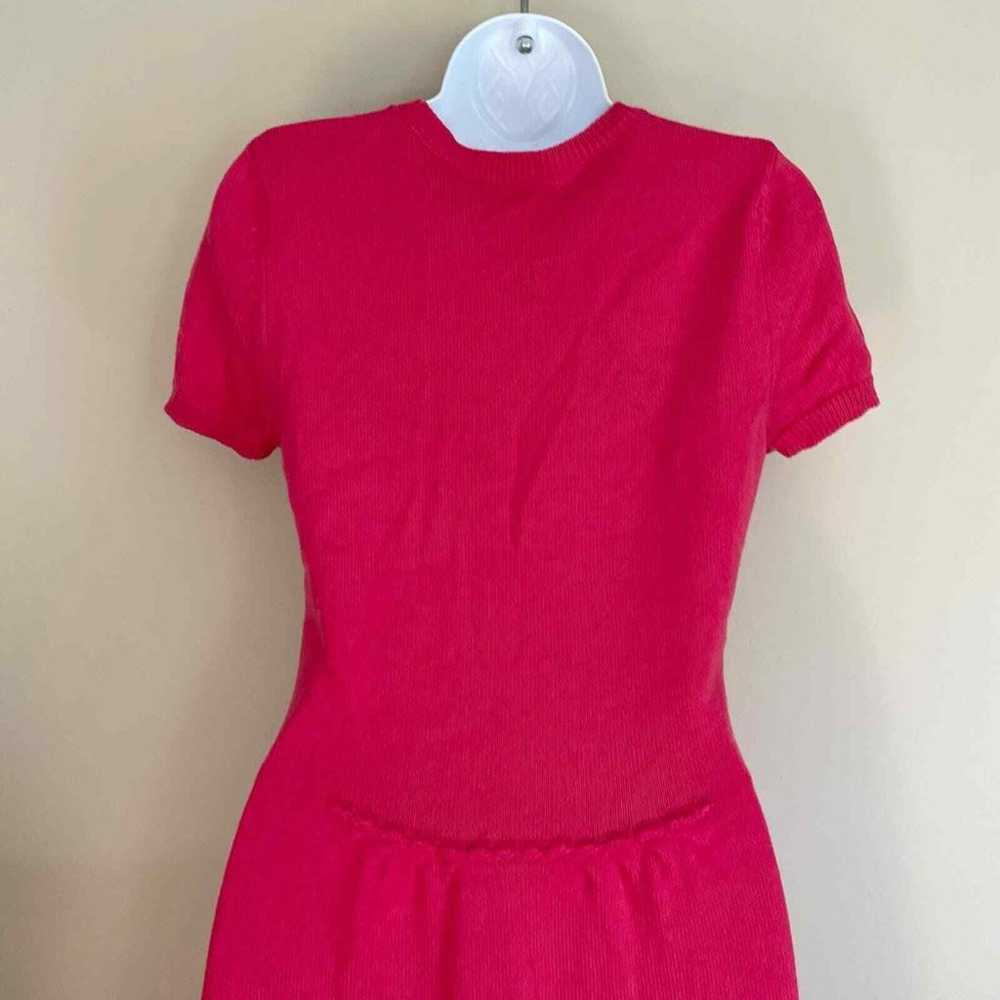 RED VALENTINO Crewneck Pink Virgin Wool Knit Mini… - image 8