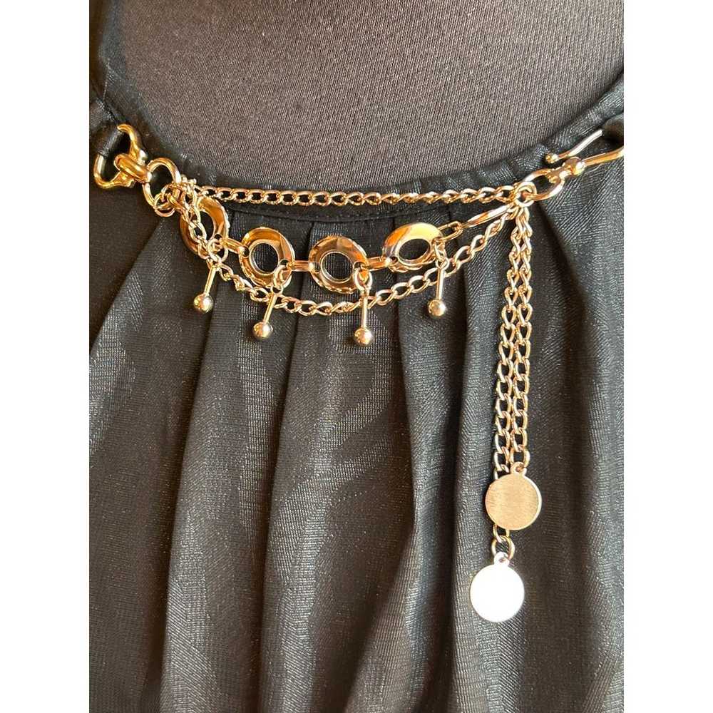Black Abaya Size 2 Gold Chain Floral Appliques - image 2