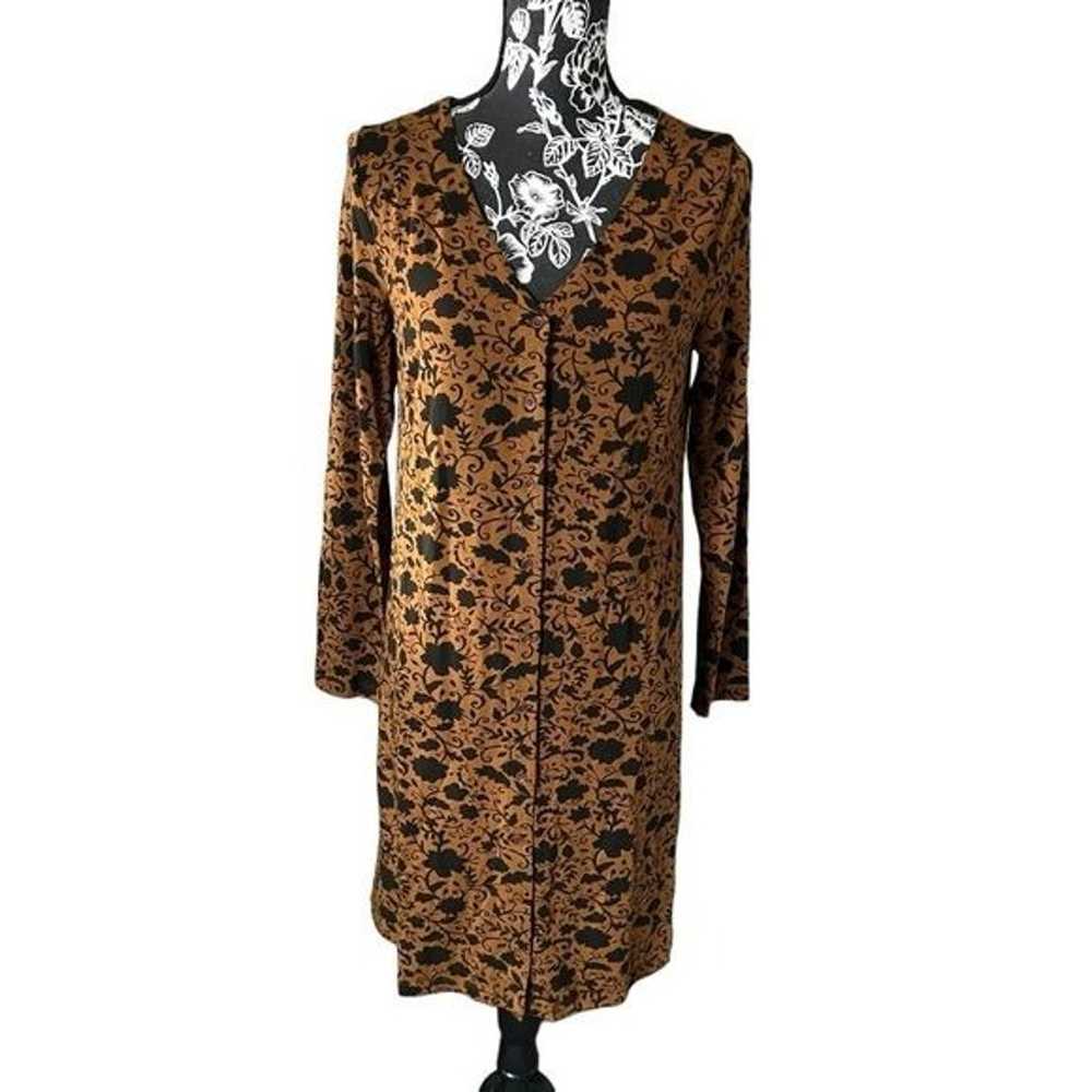 Garnet Hill Phoebe Button Front Knit Dress Floral… - image 1