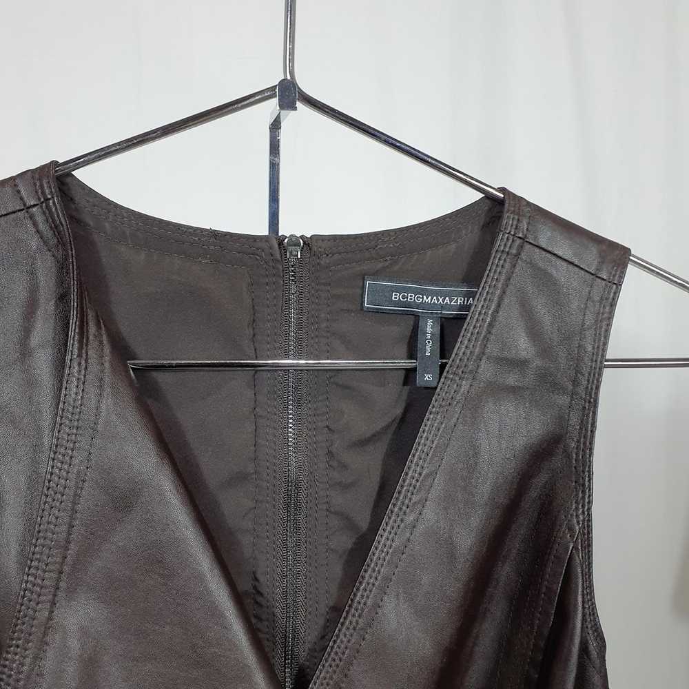 BCBGMAXAZRIA Leather Crossover V-Neck Faux Leathe… - image 4