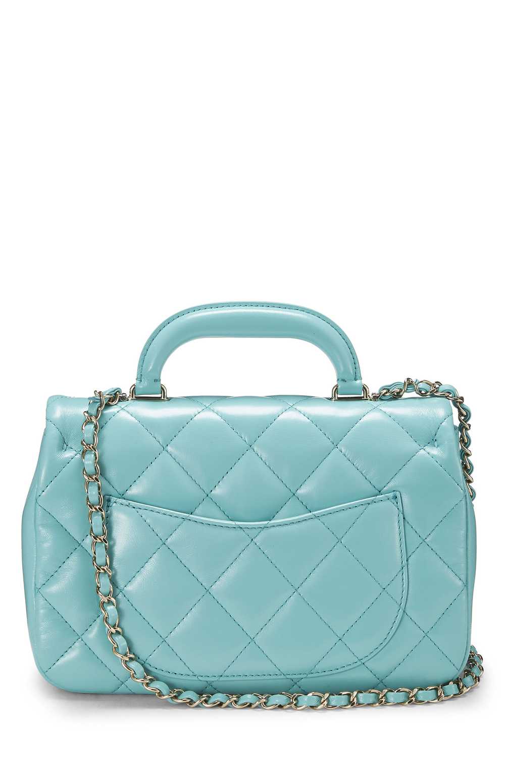 Blue Quilted Lambskin Top Handle Flap Medium - image 4
