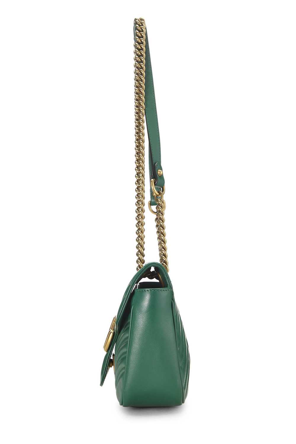 Green Leather GG Marmont Shoulder Bag Small - image 3